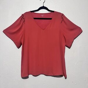 Loft Outlet Women Short Sleeve V Neck  Pullover Blouse Size XL‎